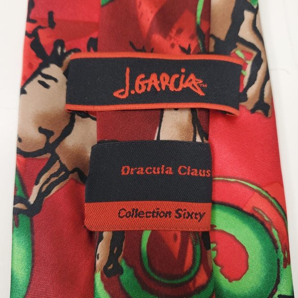 JERRY GARCIA Dracula Claus Christmas Reindeer Silk Blend Tie Ltd Ed 61" x 3.5" - Picture 2 of 6